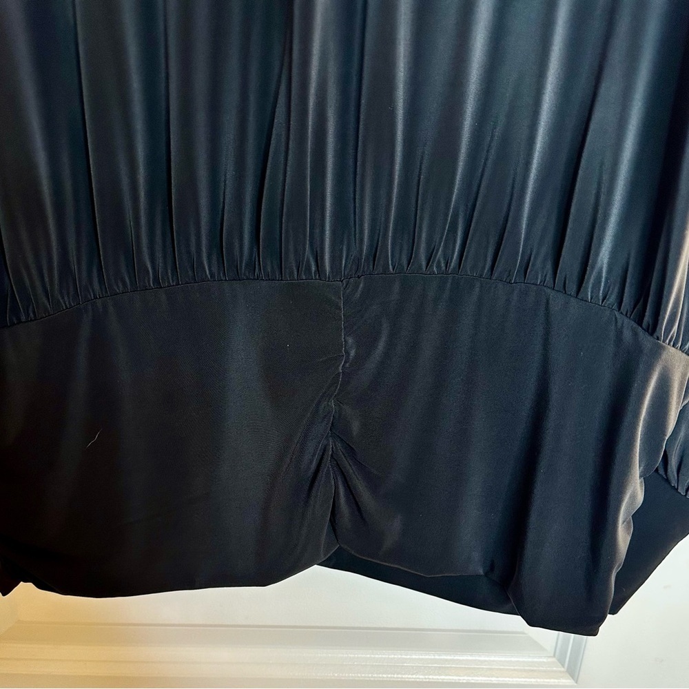 NWOT Express Black Ruched Waist Blouse Elegant Draped Top Size L - Picture 7 of 9